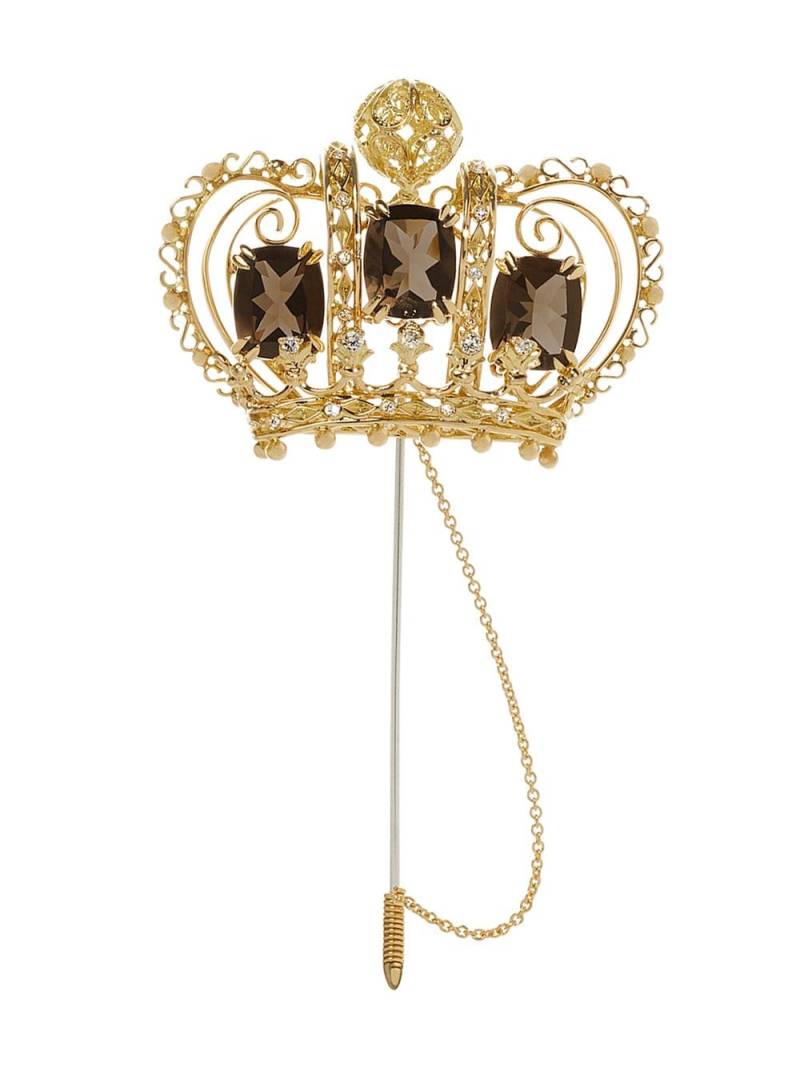 Dolce & Gabbana 18kt yellow gold diamond crown brooch von Dolce & Gabbana