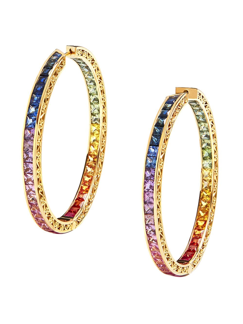 Dolce & Gabbana 18kt yellow gold diamond sapphire rainbow hoops von Dolce & Gabbana