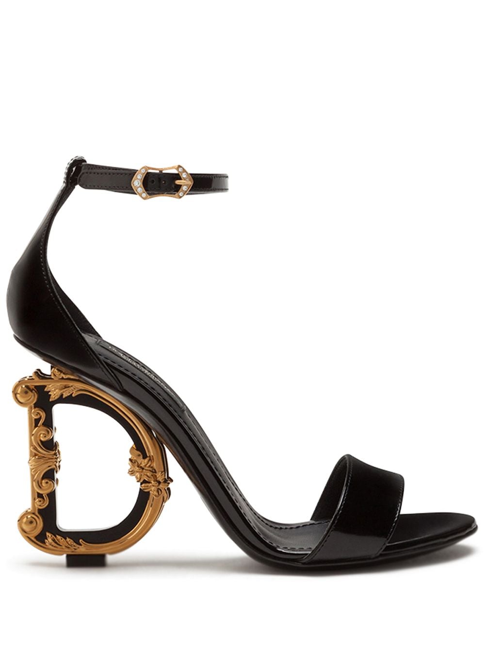 Dolce & Gabbana Baroque DG 105mm leather sandals - Black von Dolce & Gabbana