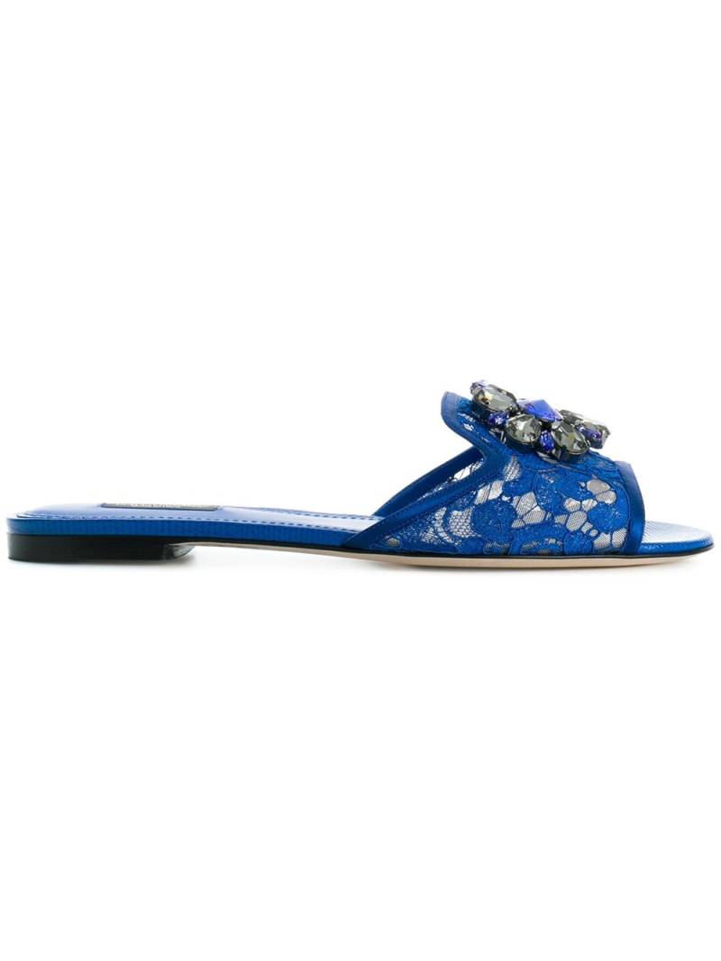 Dolce & Gabbana Rainbow Lace brooch-detail sandals - Blue von Dolce & Gabbana