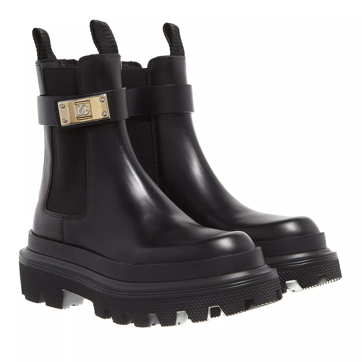 Dolce&Gabbana Boots & Stiefeletten - Boot With Logo Plaque - Gr. 36 (EU) - in Schwarz - für Damen von Dolce&Gabbana