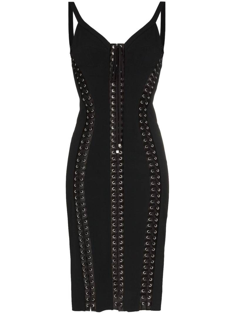 Dolce & Gabbana Cady sleeveless lace-up bodycon dress - Black von Dolce & Gabbana