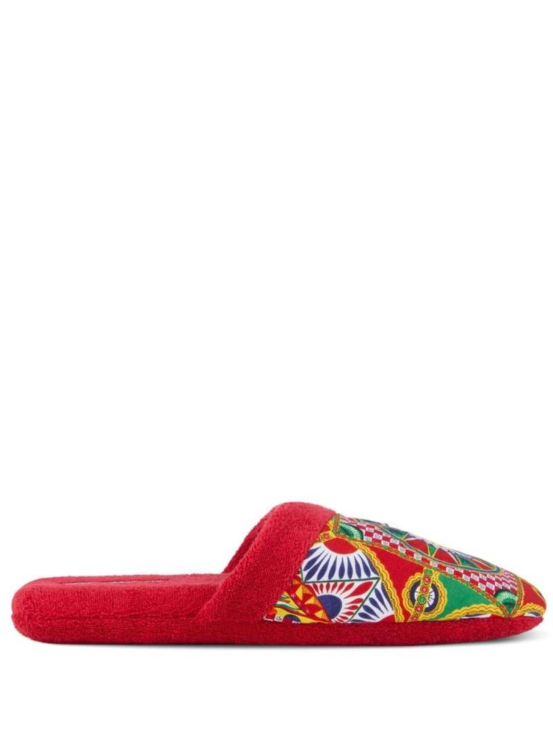 Dolce & Gabbana Carretto Siciliano-print terry slippers - Red von Dolce & Gabbana