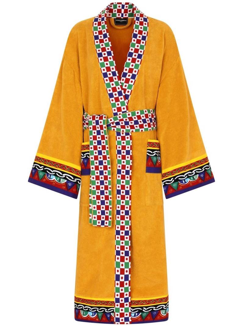 Dolce & Gabbana Carretto Siciliano printed trim bathrobe - Yellow von Dolce & Gabbana