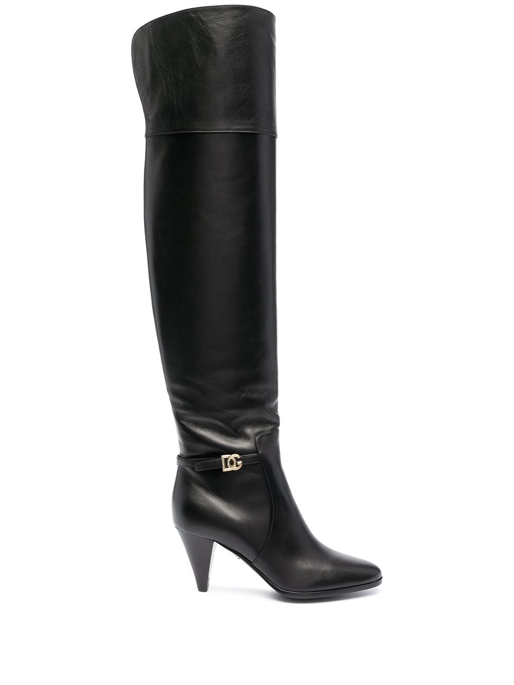 Dolce & Gabbana DG buckle knee-length boots - Black von Dolce & Gabbana