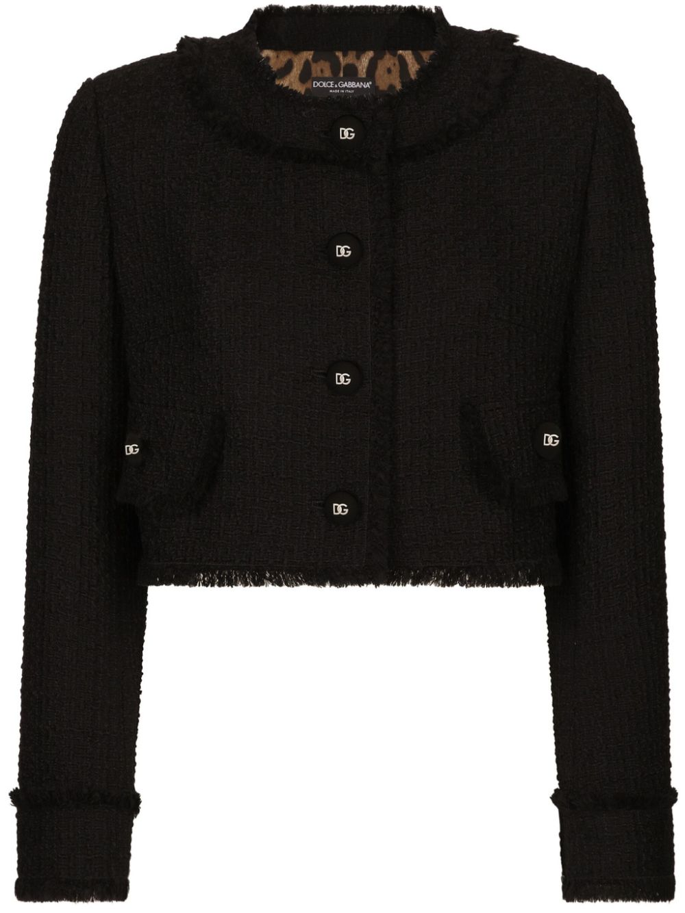Dolce & Gabbana DG-buttons cropped tweed jacket - Black von Dolce & Gabbana