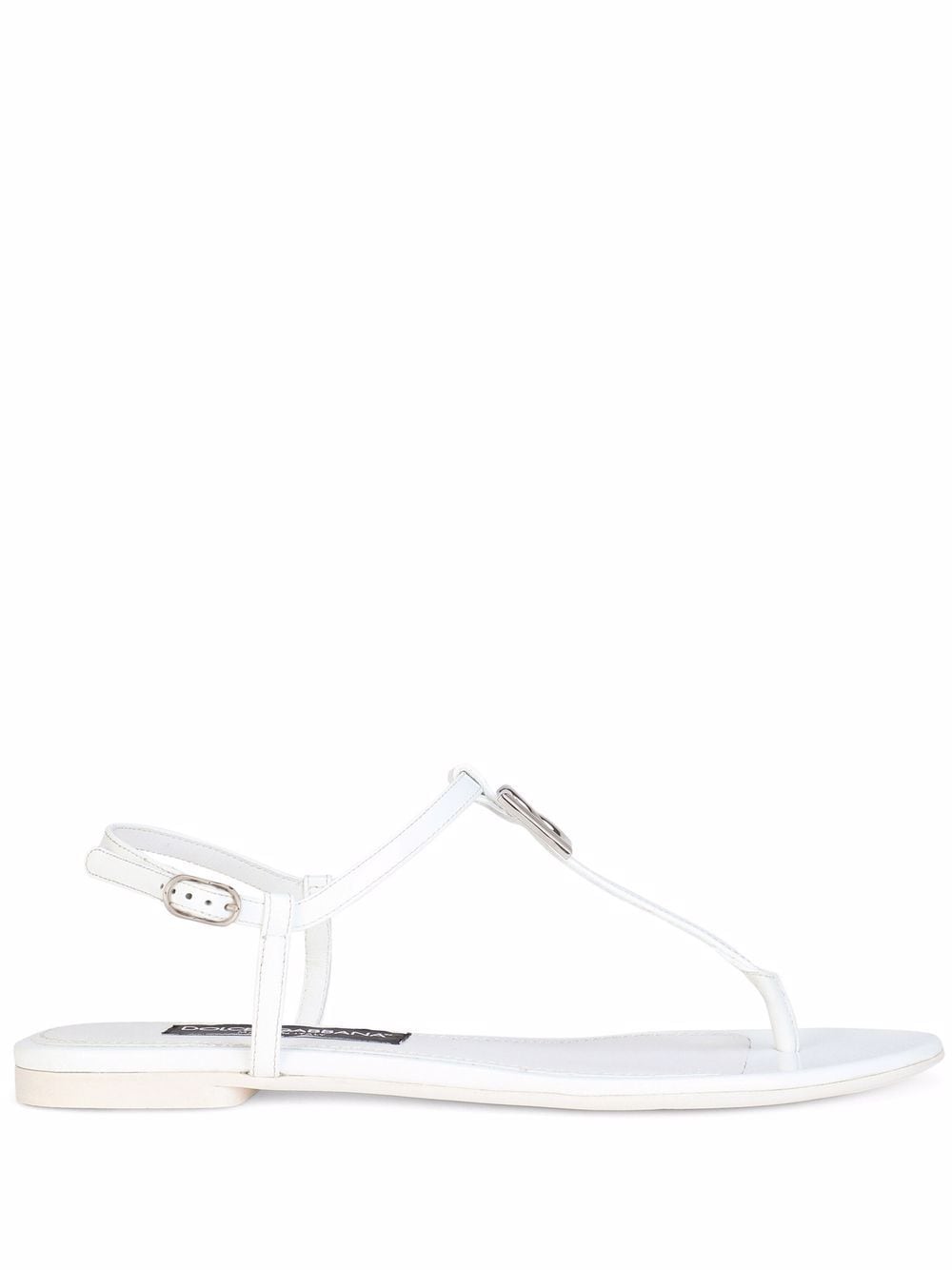 Dolce & Gabbana DG flat leather sandals - White von Dolce & Gabbana