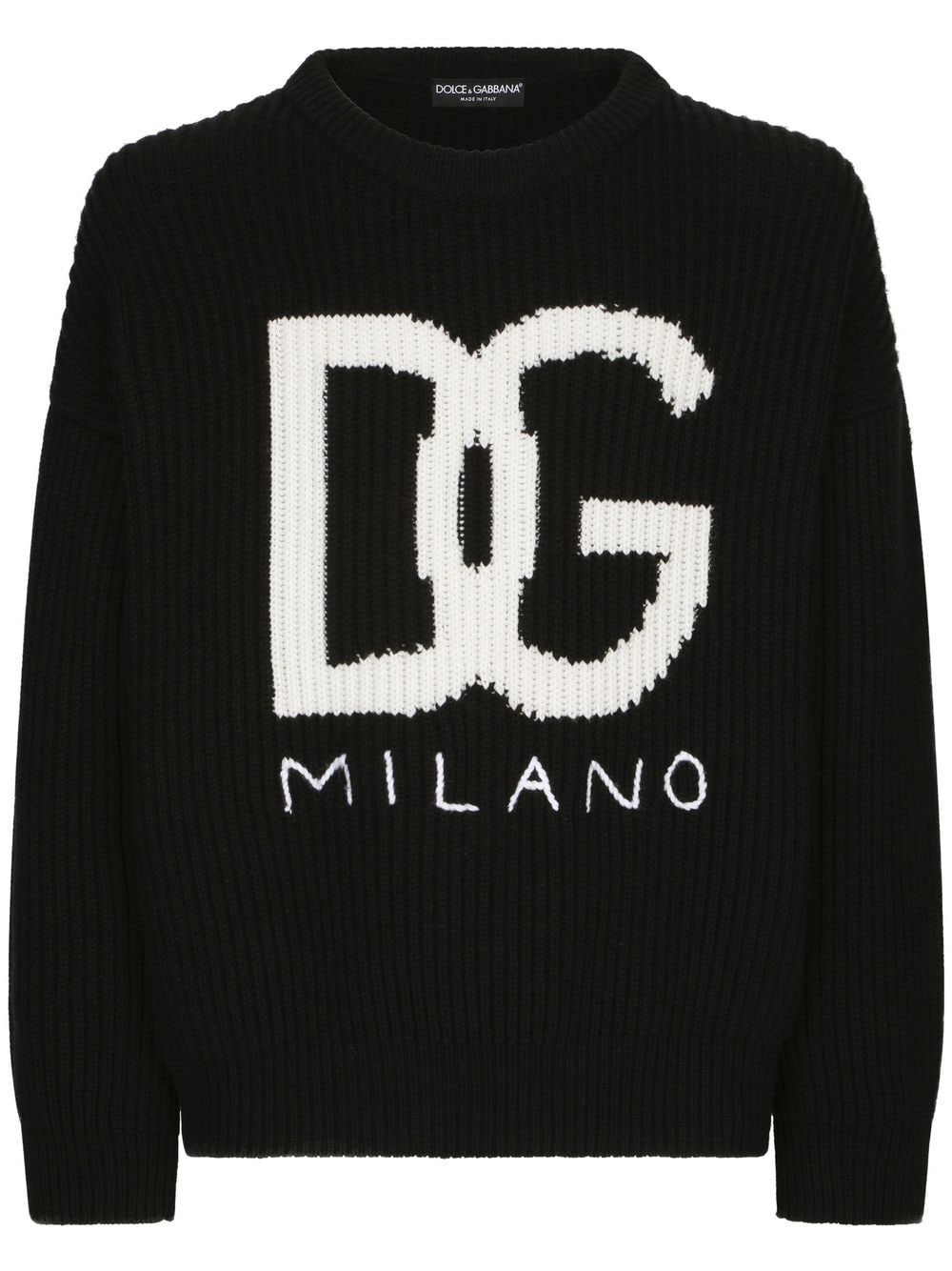 Dolce & Gabbana DG intarsia-knit cashmere-wool jumper - Black von Dolce & Gabbana