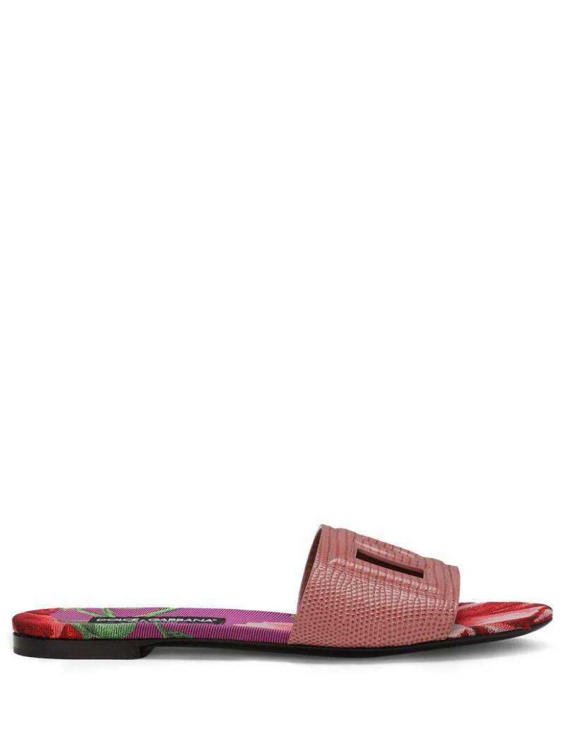 Dolce & Gabbana DG lizard-effect leather slides - Pink von Dolce & Gabbana