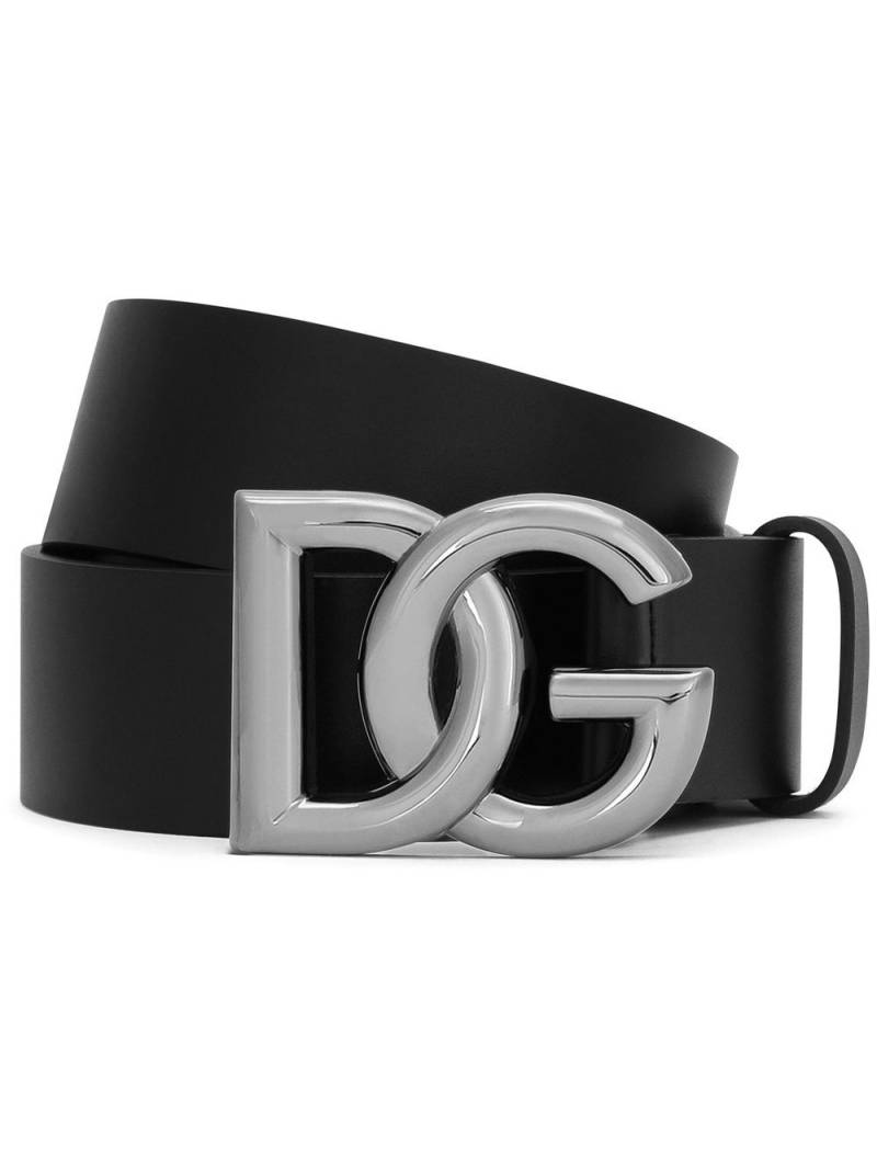 Dolce & Gabbana DG-logo leather belt - Black von Dolce & Gabbana