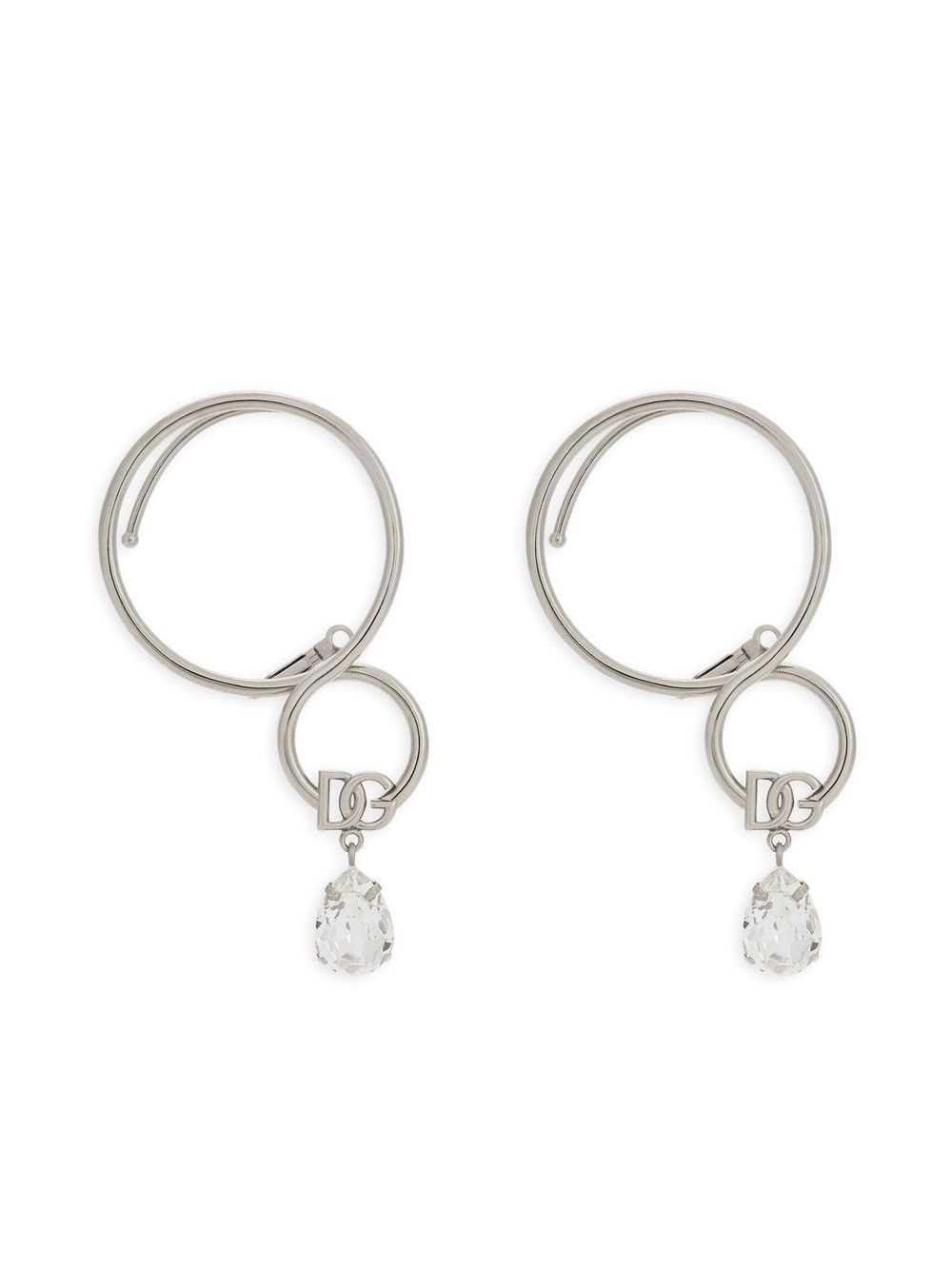 Dolce & Gabbana DG-logo rhinestone-embellished ear cuffs - Silver von Dolce & Gabbana