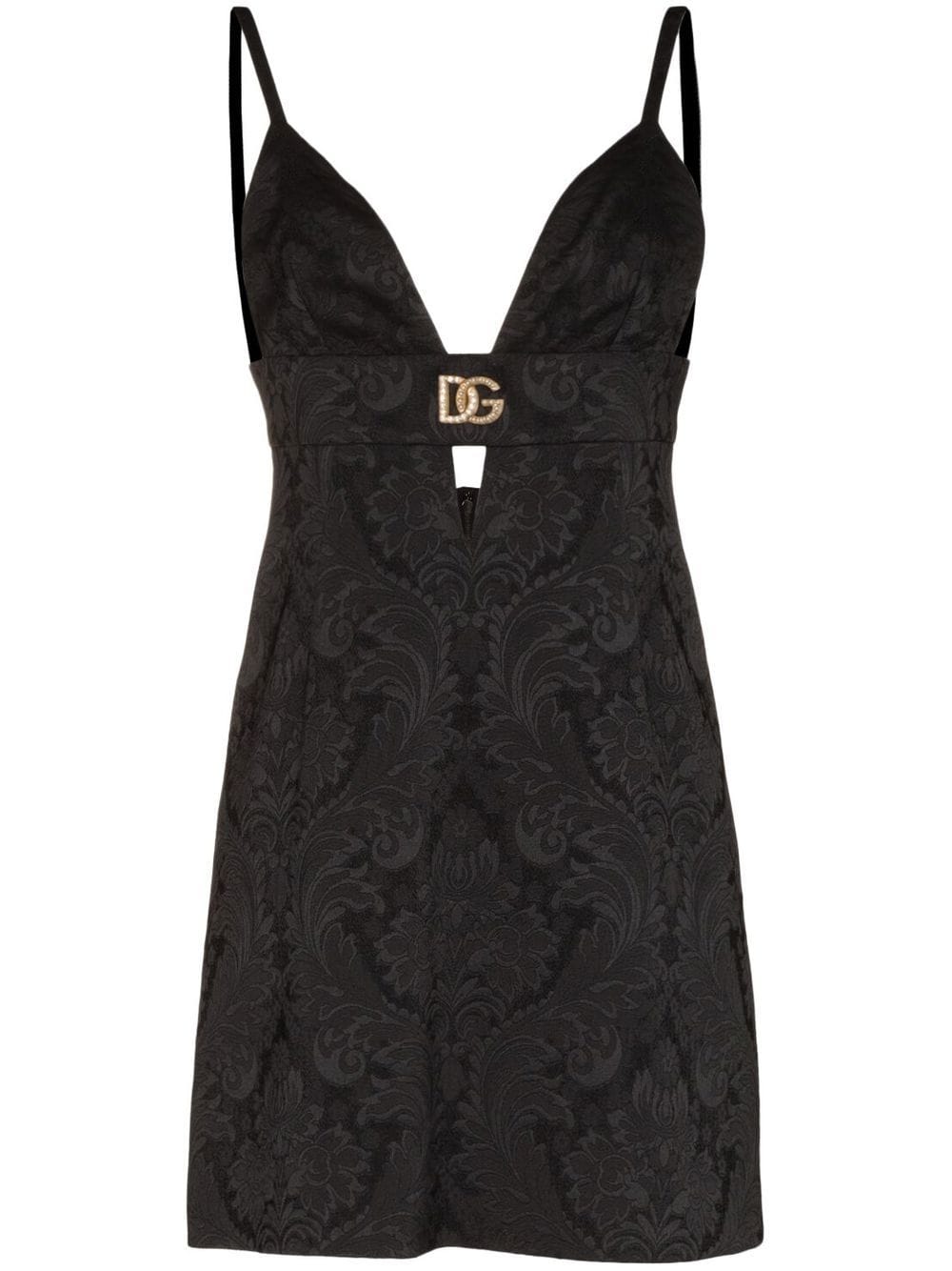 Dolce & Gabbana DG plaque brocade mini dress - Black von Dolce & Gabbana