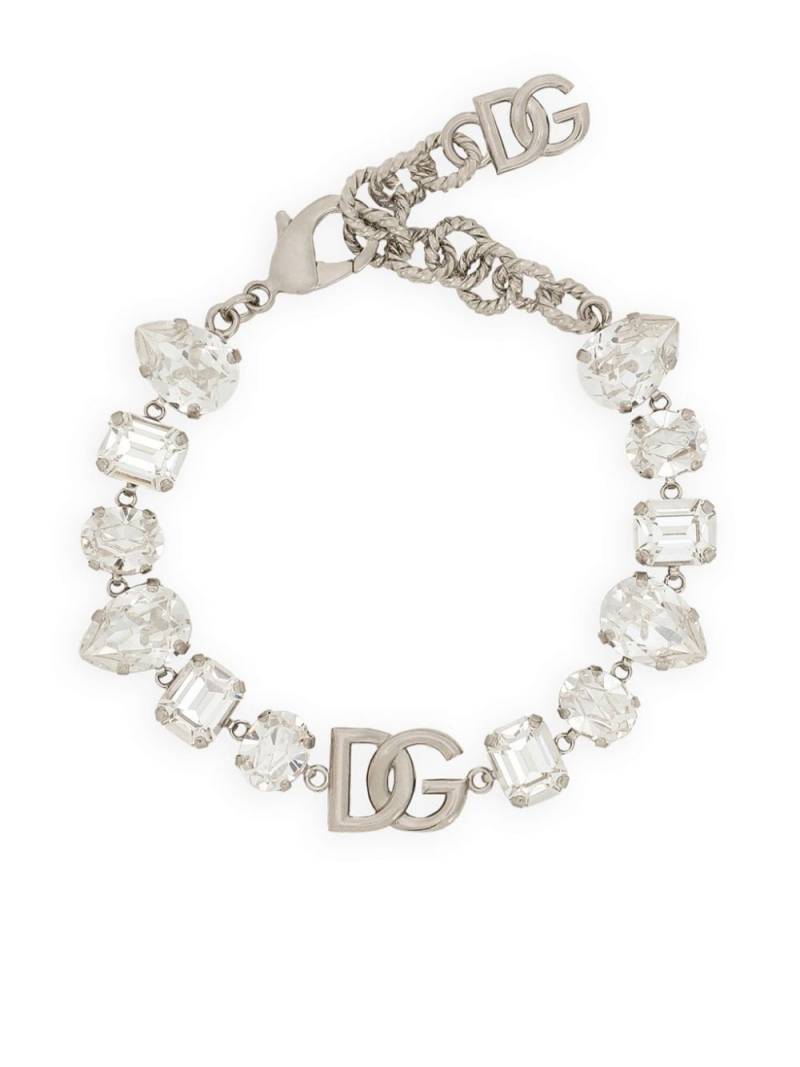 Dolce & Gabbana DG-plaque crystal-embellished bracelet - Silver von Dolce & Gabbana