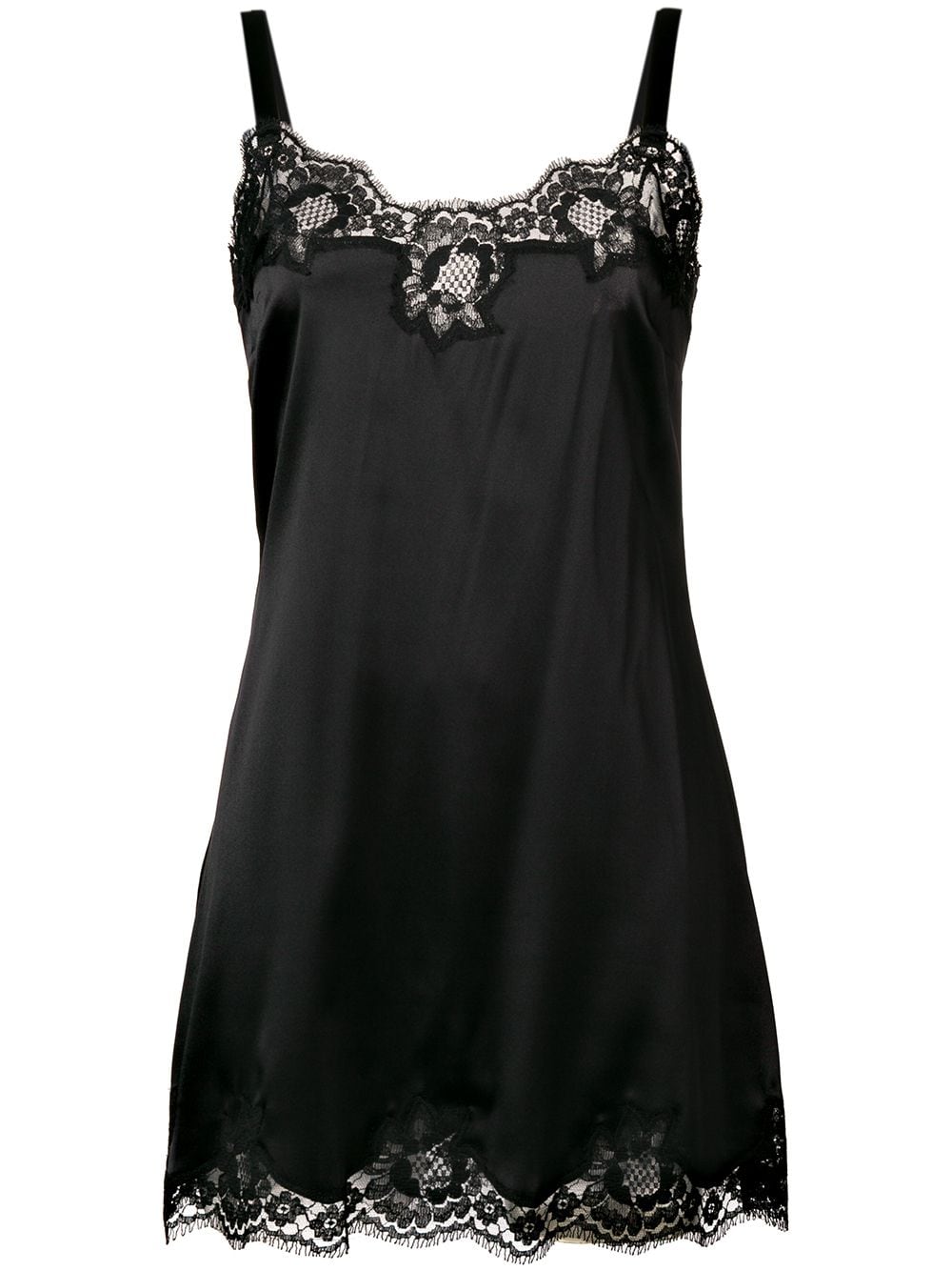 Dolce & Gabbana lace-detail satin slip dress - Black von Dolce & Gabbana