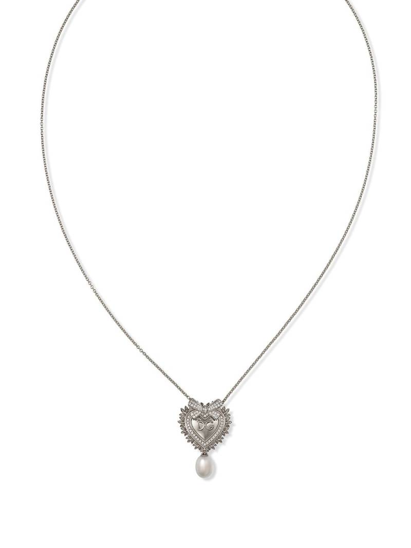 Dolce & Gabbana 18kt white gold Devotion diamond and pearl heart pendant necklace von Dolce & Gabbana
