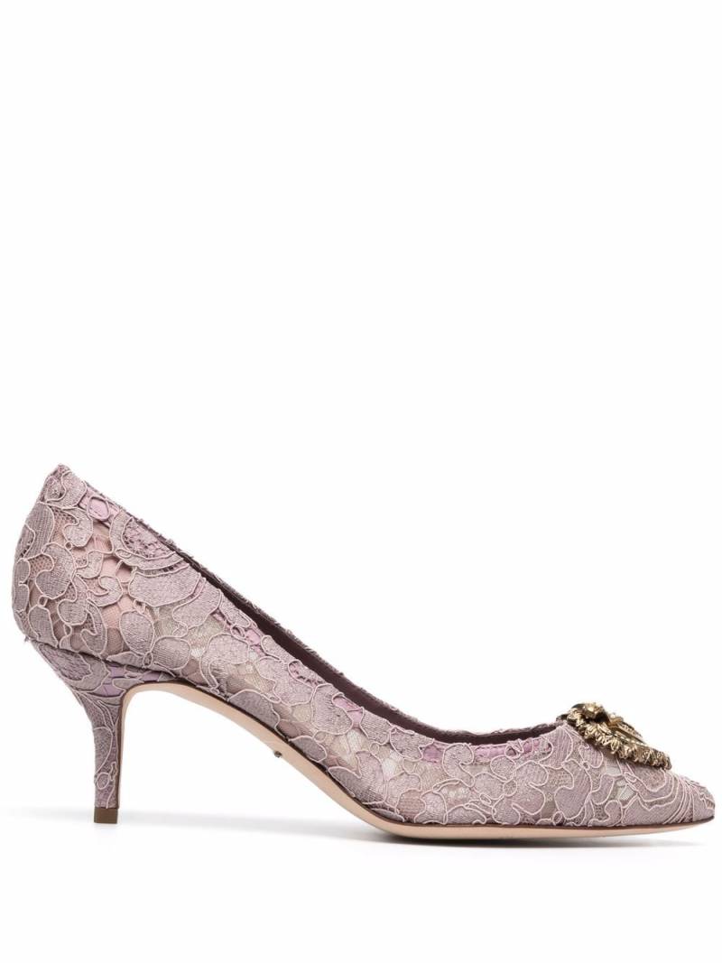 Dolce & Gabbana Heart plaque lace pumps - Pink von Dolce & Gabbana