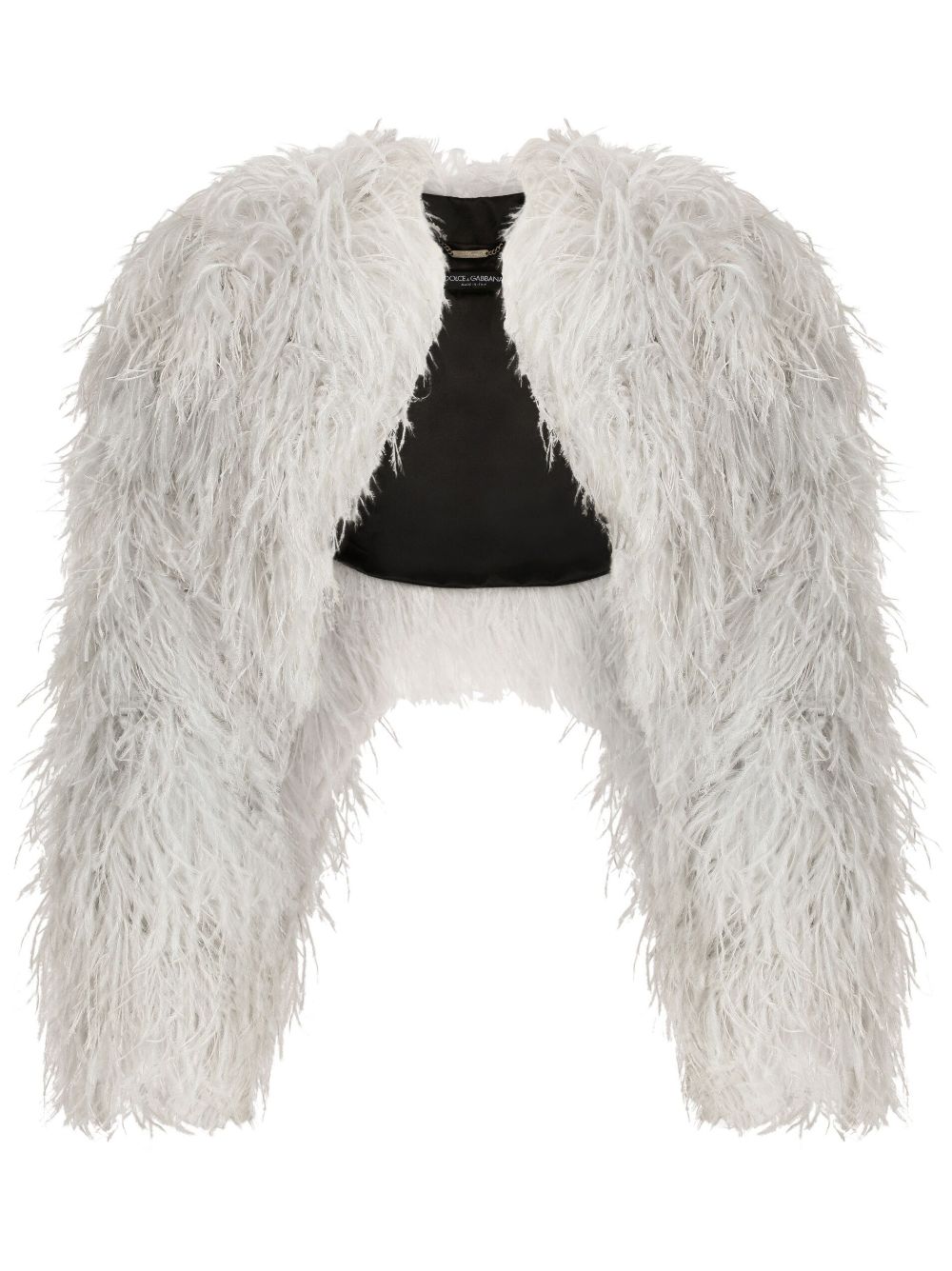 Dolce & Gabbana KIM DOLCE&GABBANA feather-trim bolero jacket - Grey von Dolce & Gabbana