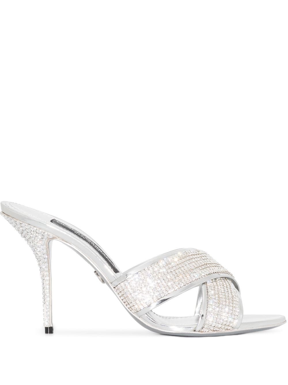 Dolce & Gabbana 85mm crystal-embellished mules - Silver von Dolce & Gabbana