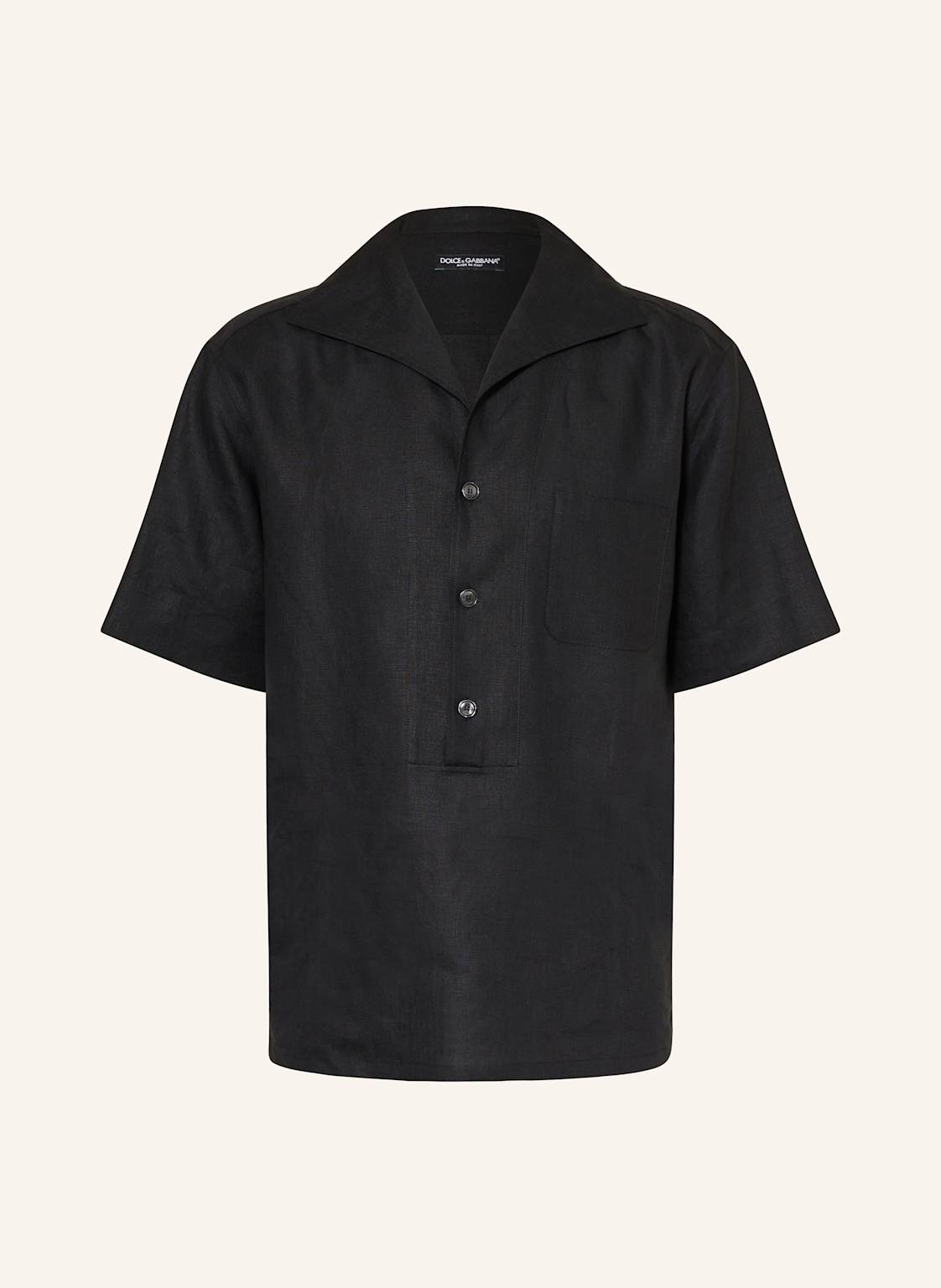 Dolce & Gabbana Kurzarm-Hemd Comfort Fit Aus Leinen schwarz von Dolce & Gabbana