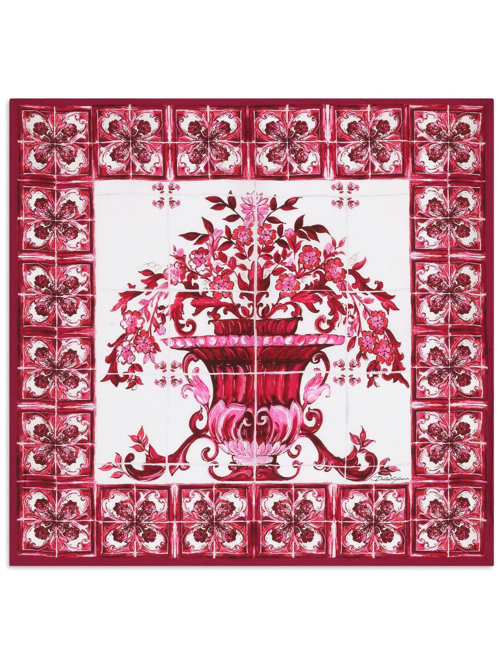 Dolce & Gabbana Majolica foulard twill scarf - Red von Dolce & Gabbana