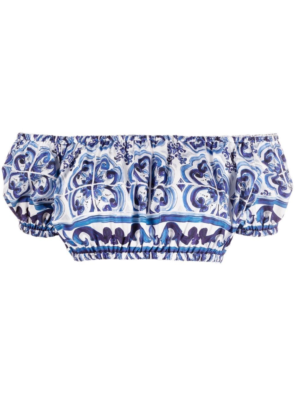 Dolce & Gabbana Majolica-print crop top - Blue von Dolce & Gabbana