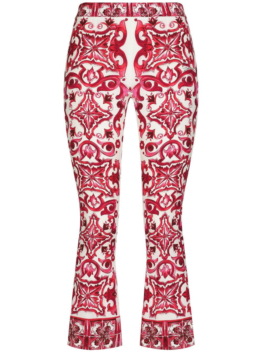Dolce & Gabbana Majolica-print cropped trousers - Red von Dolce & Gabbana