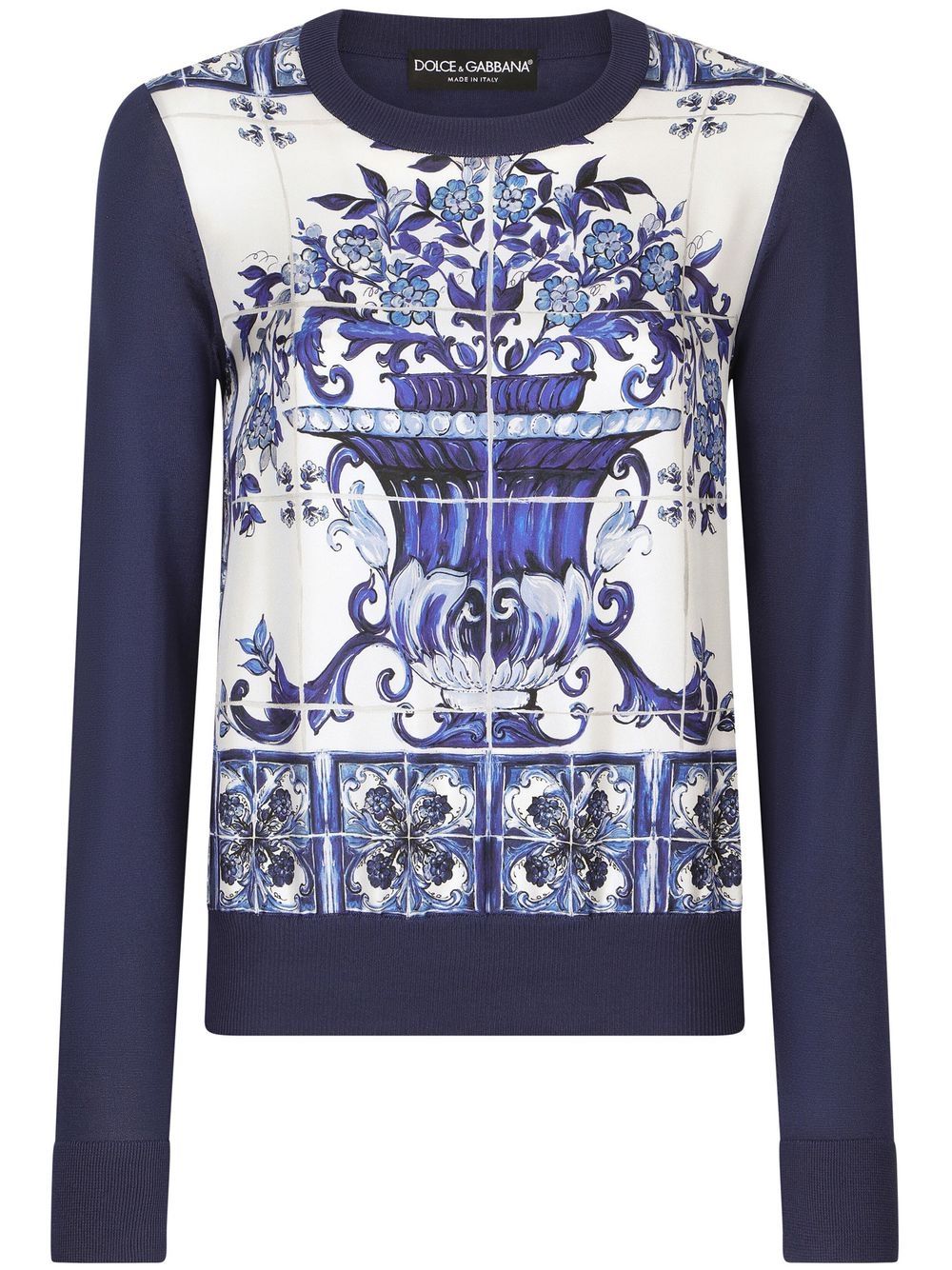 Dolce & Gabbana Majolica-print silk jumper - Blue von Dolce & Gabbana