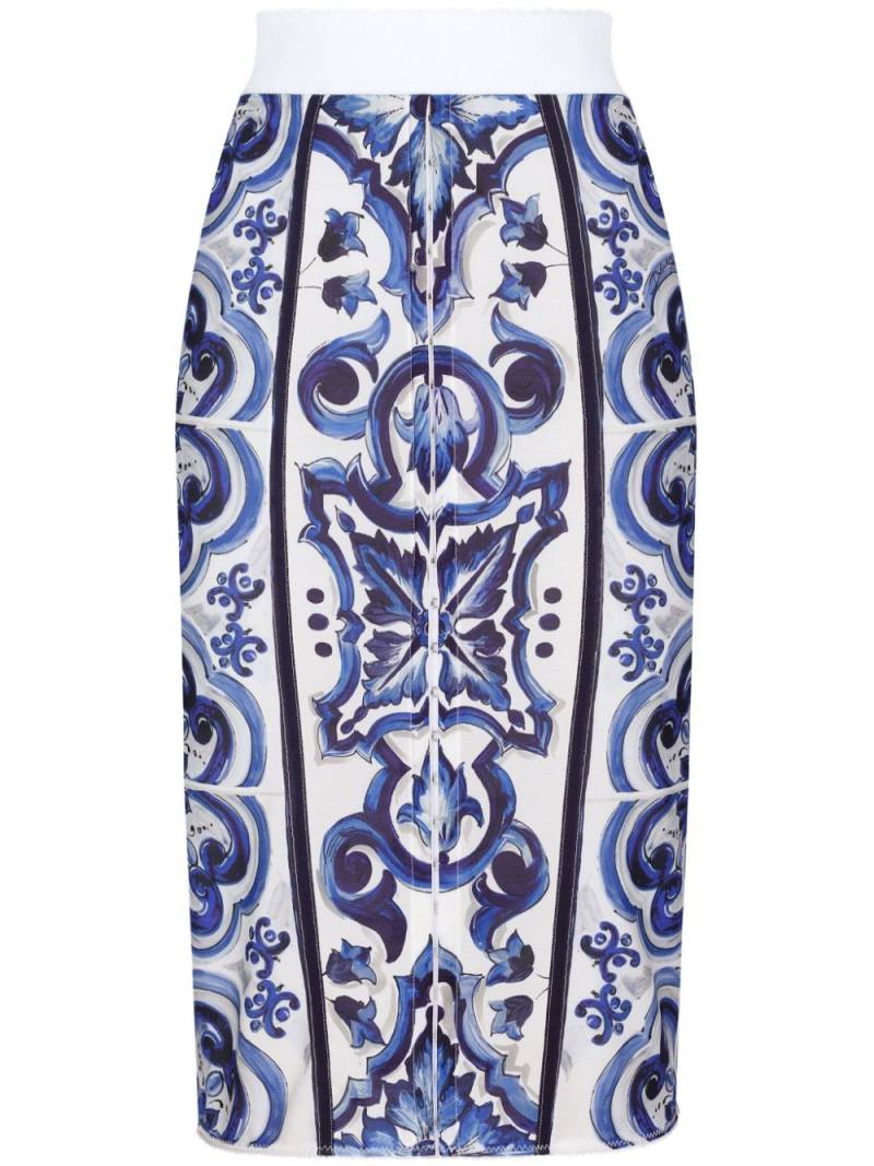Dolce & Gabbana Majolica-print midi skirt - Blue von Dolce & Gabbana