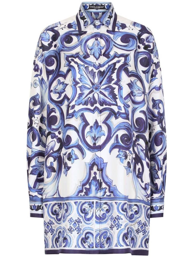 Dolce & Gabbana Majolica-print silk shirt - Blue von Dolce & Gabbana