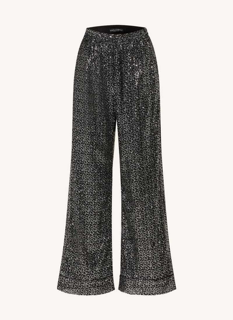 Dolce & Gabbana Marlenehose Mit Pailletten schwarz von Dolce & Gabbana