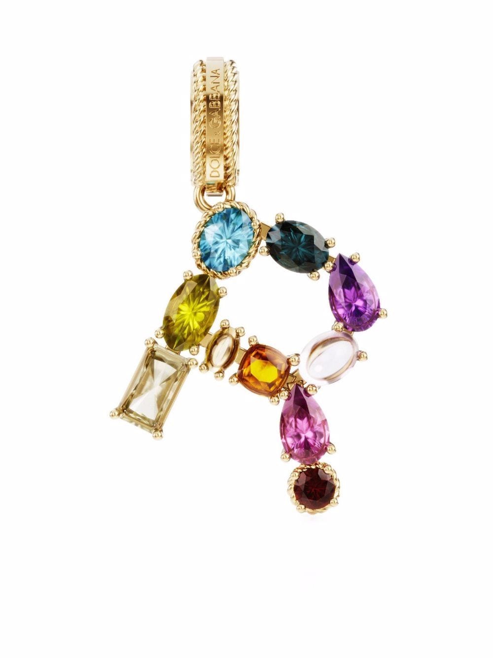 Dolce & Gabbana Rainbow Alphabet R 18kt yellow gold multi-stone necklace von Dolce & Gabbana