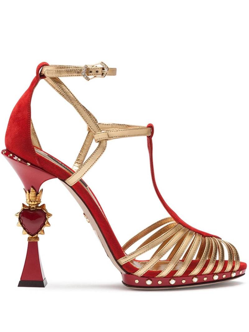 Dolce & Gabbana sculpted-heel suede sandals - Red von Dolce & Gabbana
