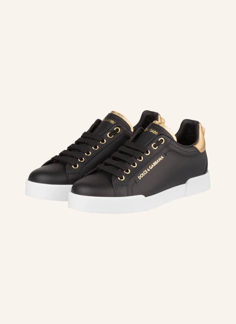 Dolce & Gabbana Sneaker Portofino Mit Schmuckperle schwarz von Dolce & Gabbana