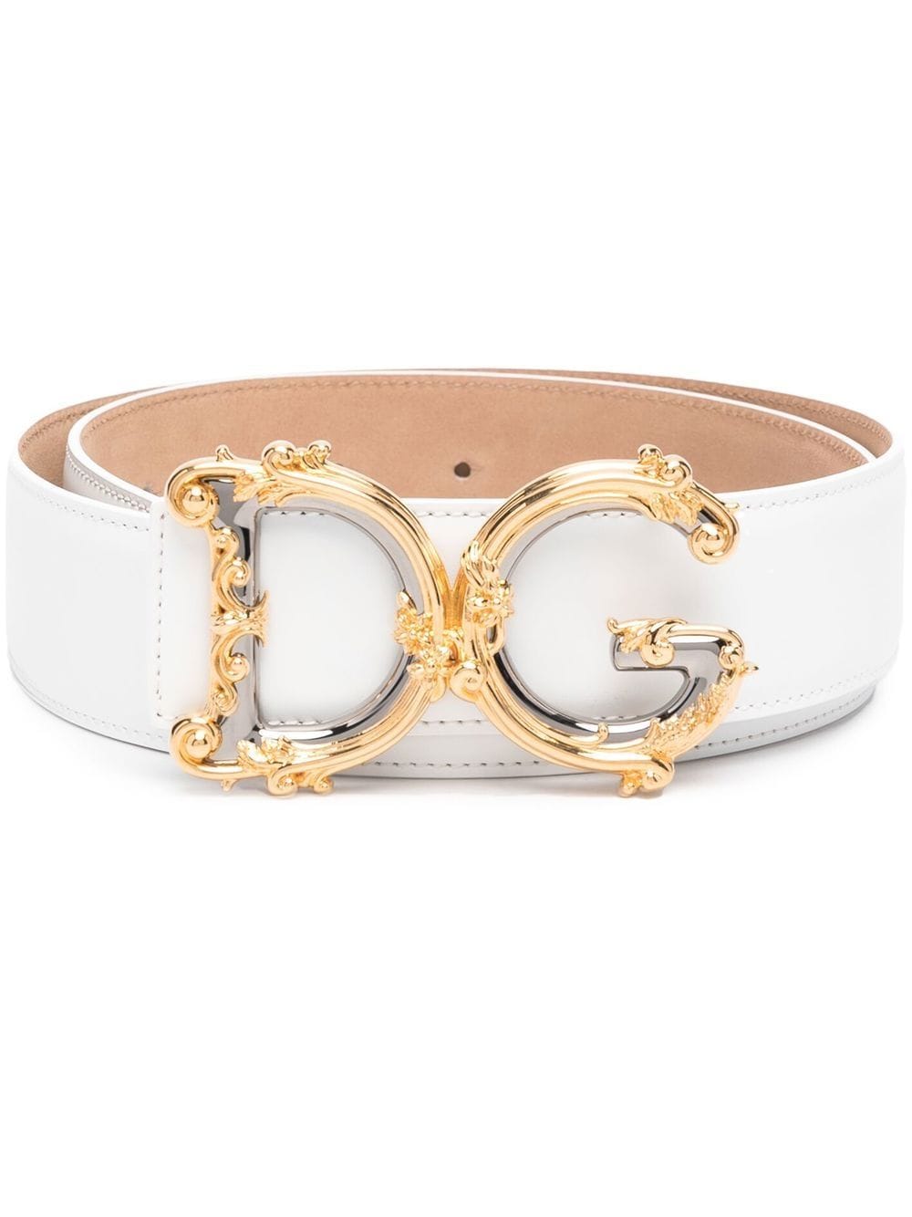 Dolce & Gabbana baroque DG logo belt - White von Dolce & Gabbana