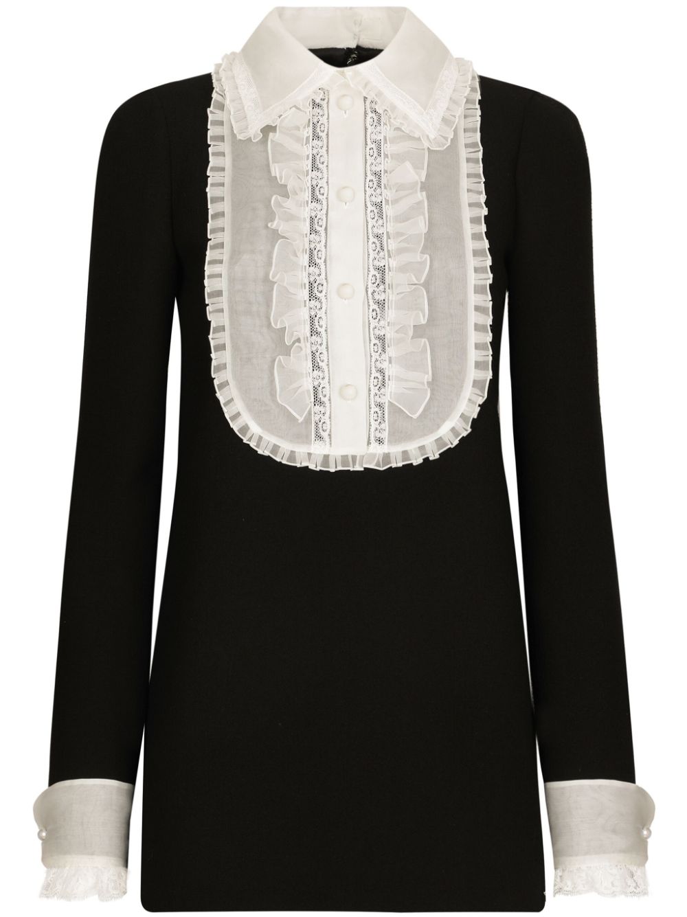 Dolce & Gabbana bib-collar virgin wool-blend minidress - Black von Dolce & Gabbana