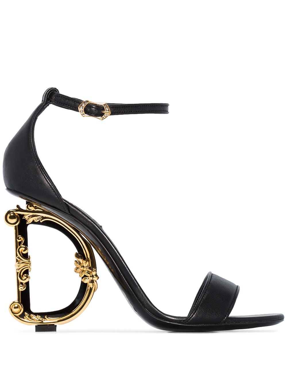 Dolce & Gabbana Baroque DG 105mm leather sandals - Black von Dolce & Gabbana