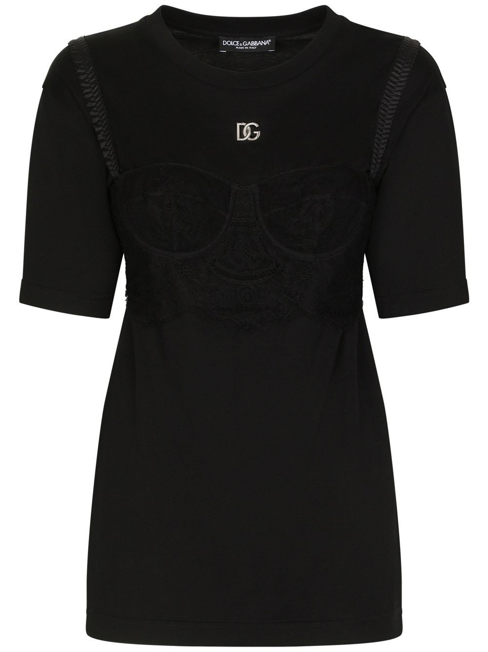 Dolce & Gabbana bralette-detailed short sleeved T-shirt - Black von Dolce & Gabbana