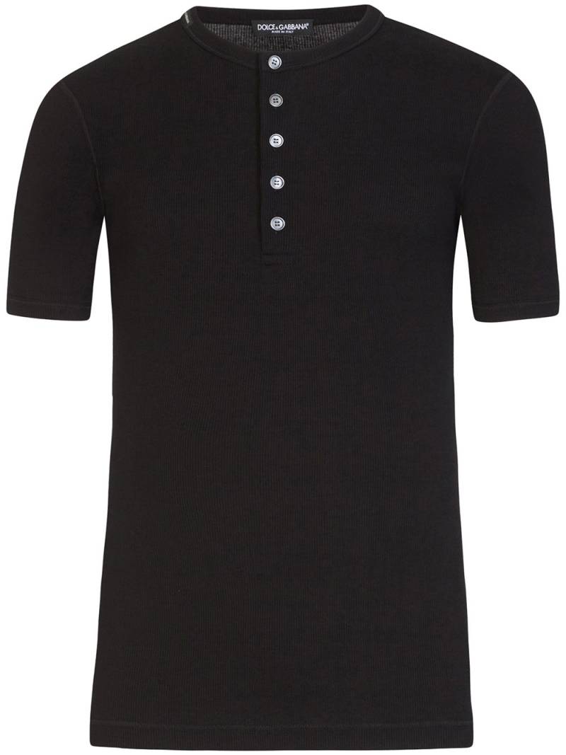 Dolce & Gabbana fine-rib cotton T-shirt - Black von Dolce & Gabbana