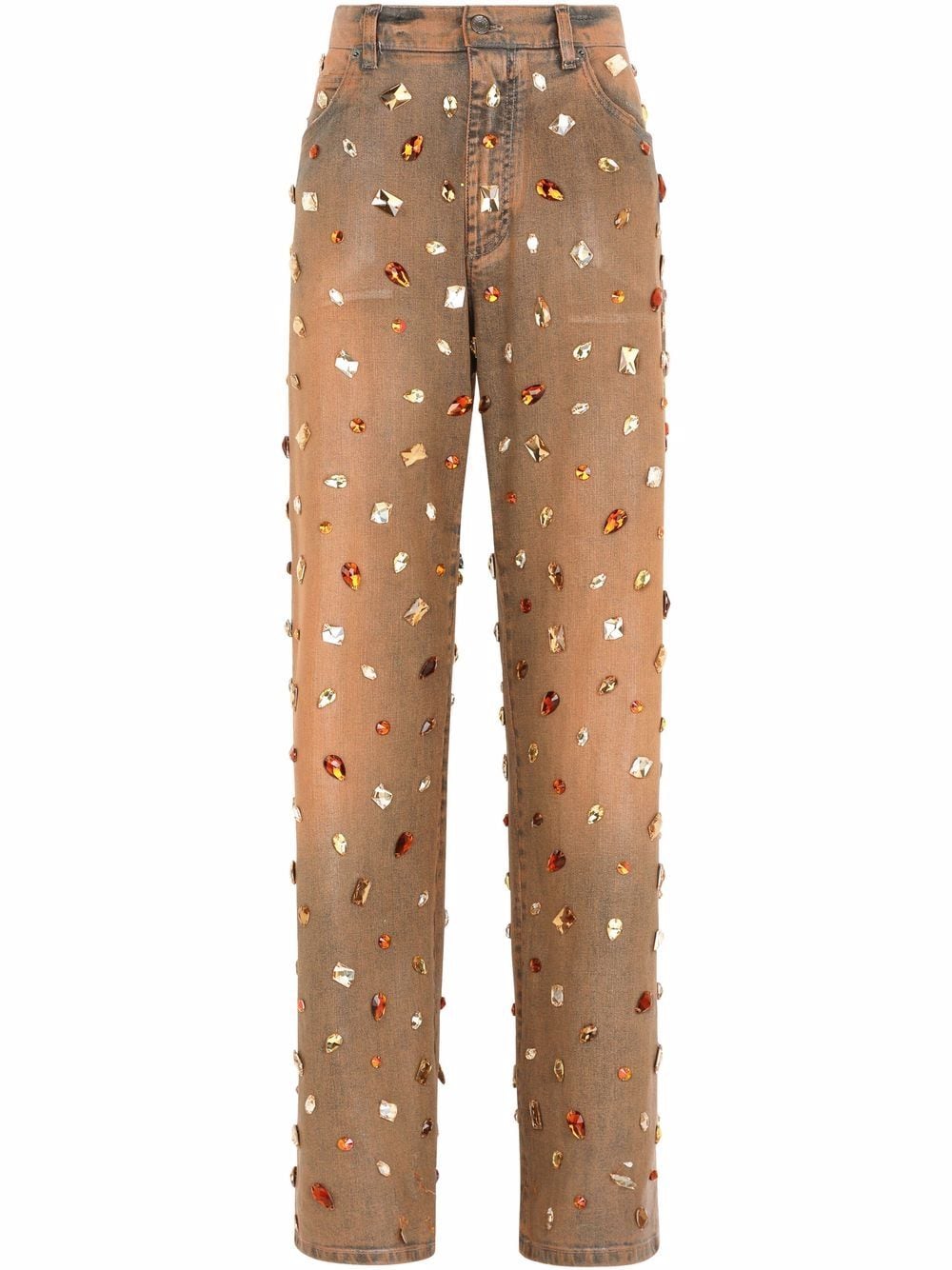 Dolce & Gabbana rhinestone-embellished straight-leg jeans - Orange von Dolce & Gabbana