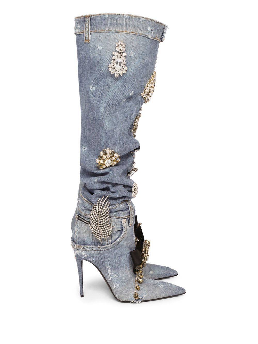Dolce & Gabbana patchwork-denim knee-high boots - Blue von Dolce & Gabbana
