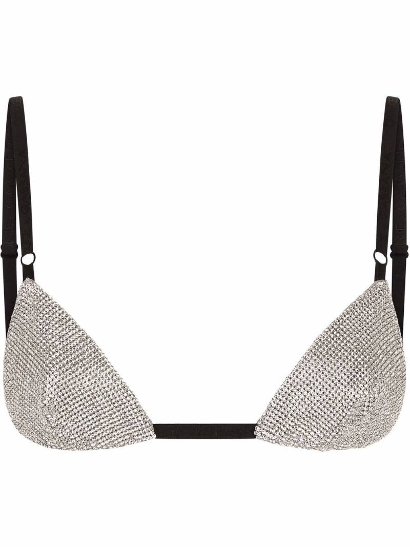 Dolce & Gabbana crystal mesh triangle bra - Grey von Dolce & Gabbana