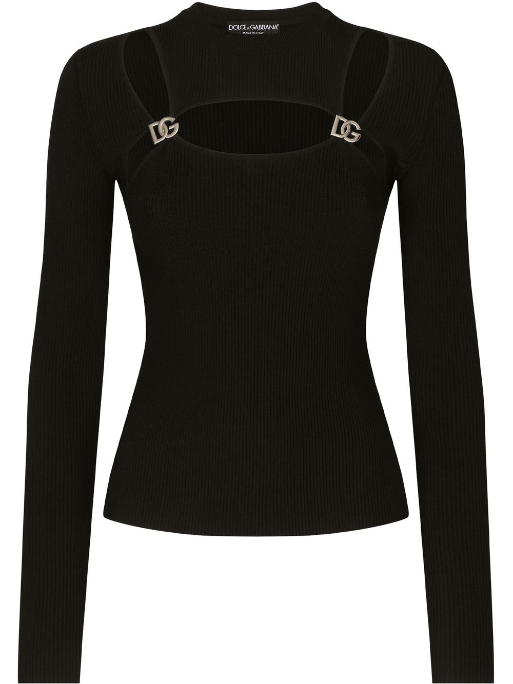 Dolce & Gabbana logo-appliqué ribbed jumper - Black von Dolce & Gabbana