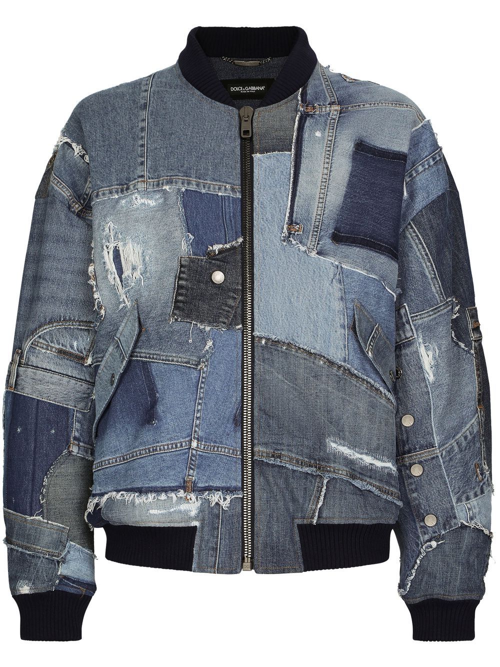 Dolce & Gabbana patchwork-denim bomber jacket - Blue von Dolce & Gabbana