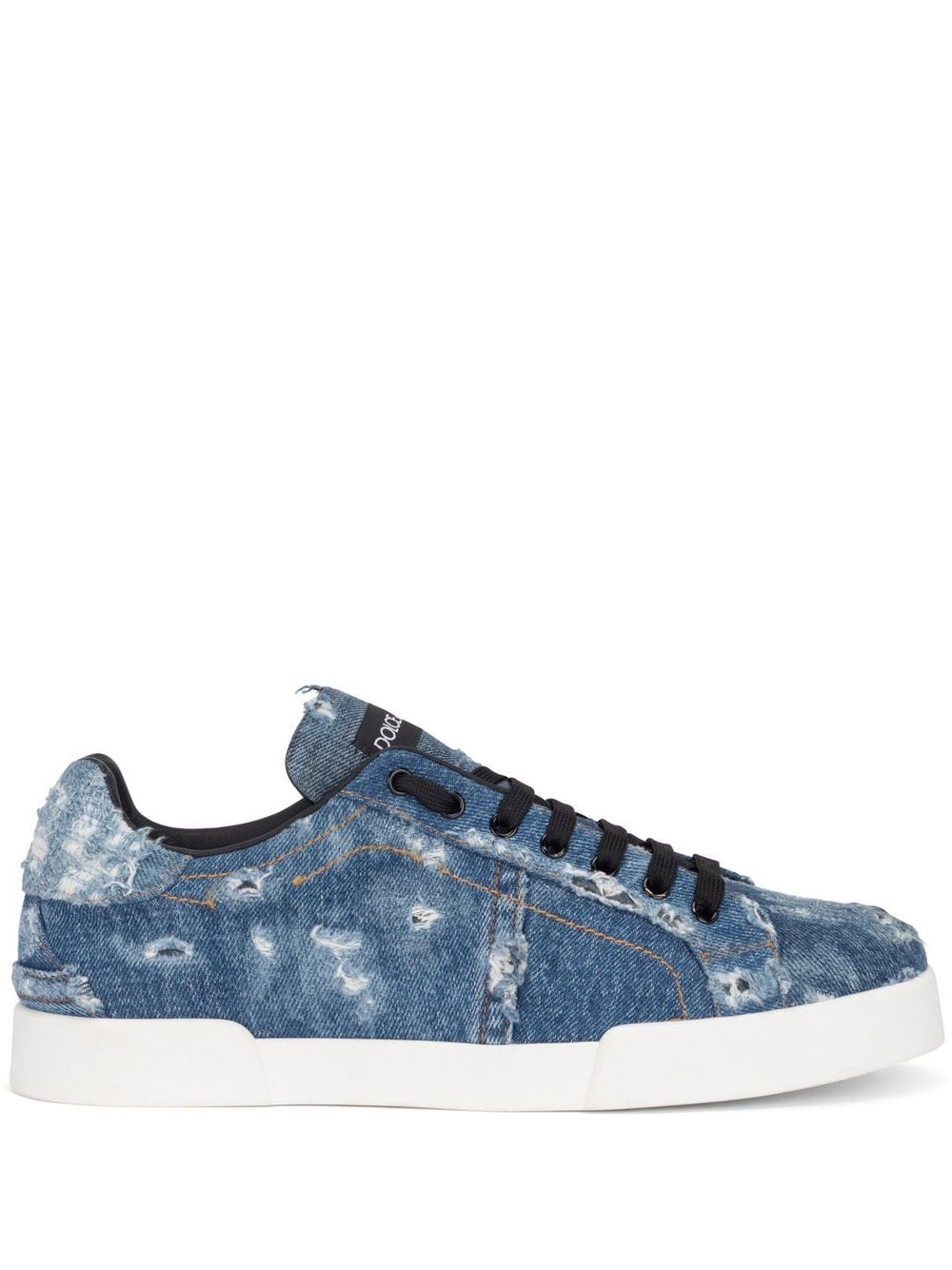 Dolce & Gabbana distressed denim low-top sneakers - Blue von Dolce & Gabbana