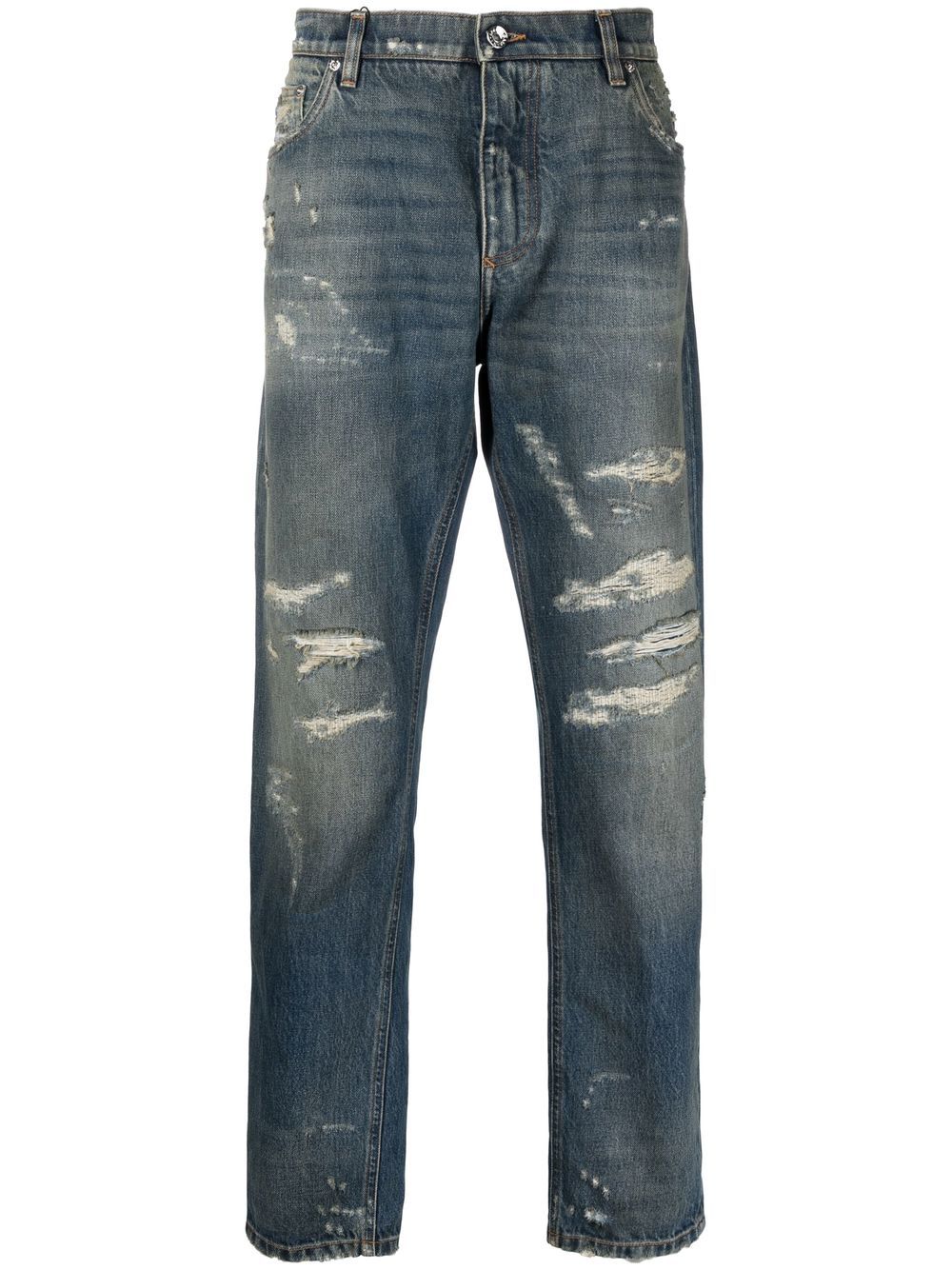 Dolce & Gabbana distressed straight-leg jeans - Blue von Dolce & Gabbana