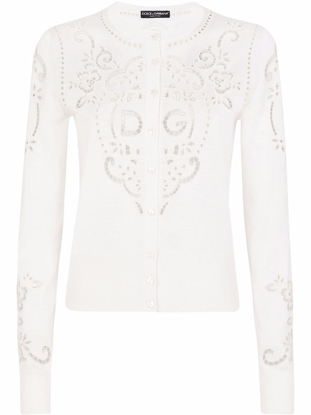 Dolce & Gabbana openwork-embroidery silk cardigan - White von Dolce & Gabbana