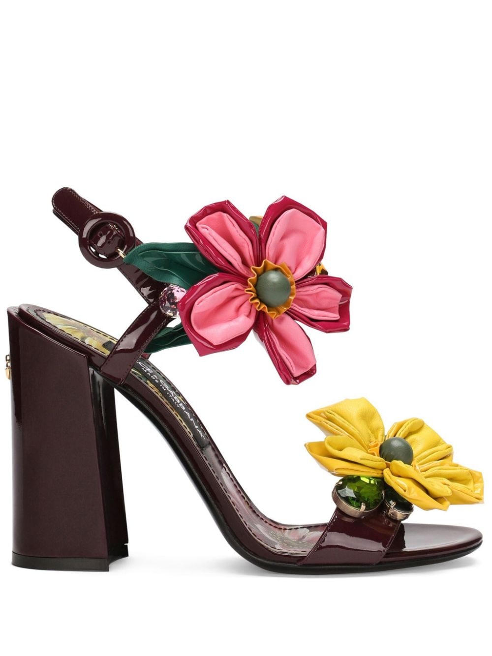 Dolce & Gabbana floral-appliqué ankle-strap sandals - Red von Dolce & Gabbana