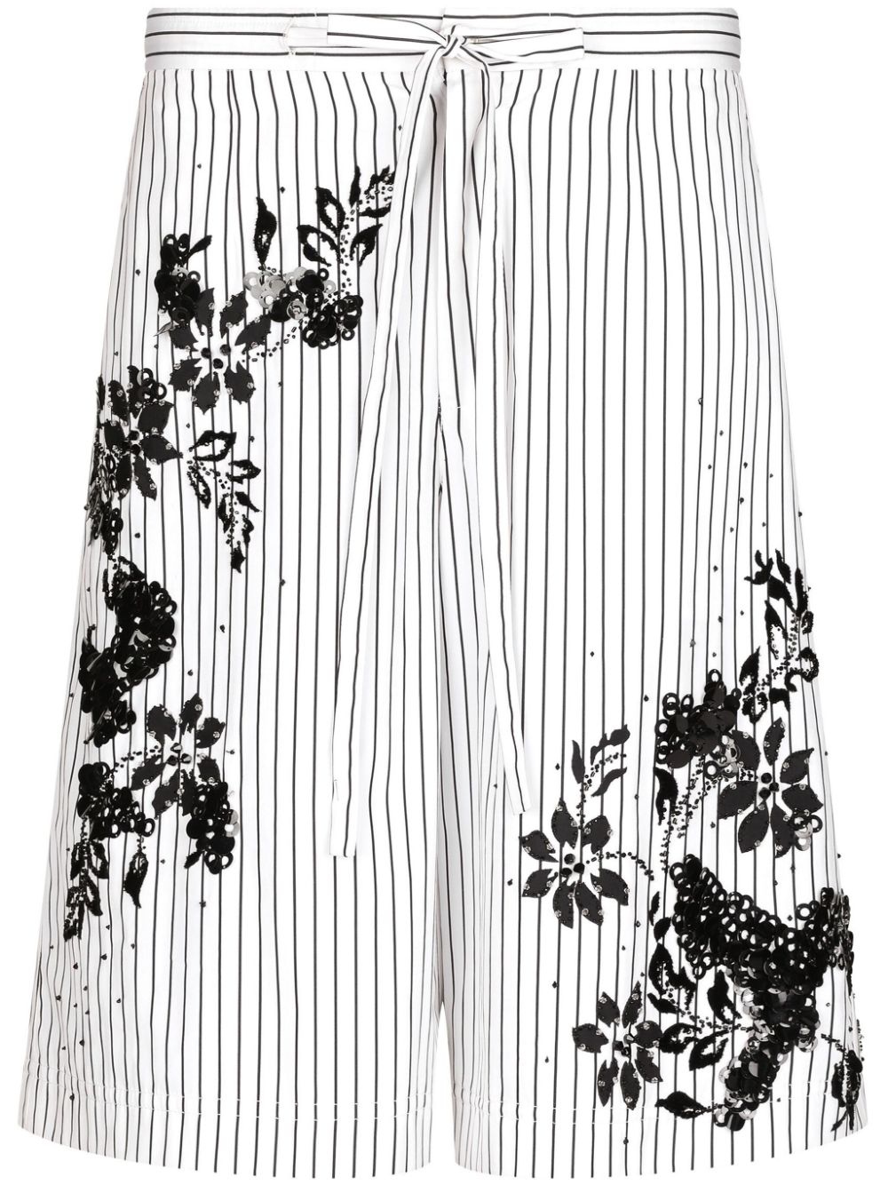Dolce & Gabbana floral-detail striped bermuda shorts - White von Dolce & Gabbana