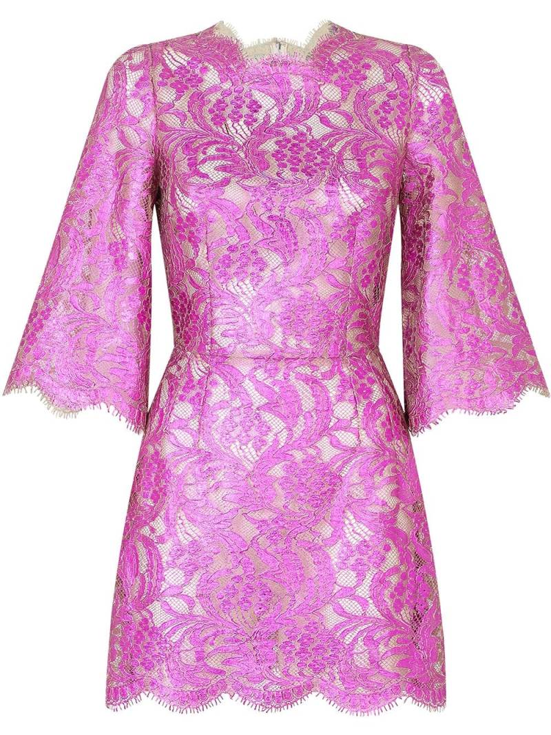 Dolce & Gabbana floral-lace sheer minidress - Pink von Dolce & Gabbana