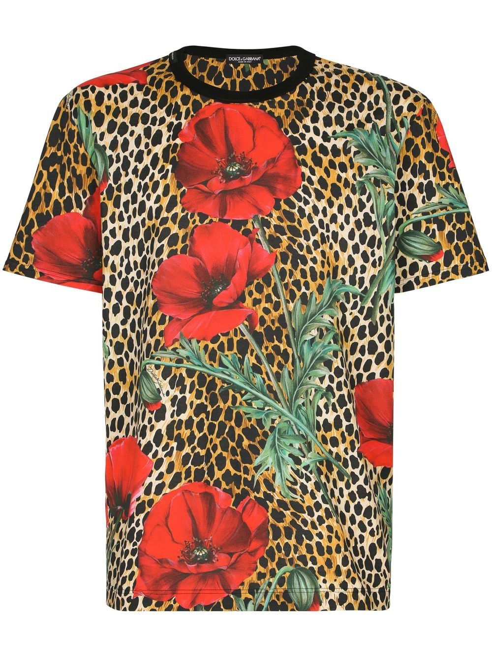Dolce & Gabbana floral leopard-print T-shirt - Brown von Dolce & Gabbana